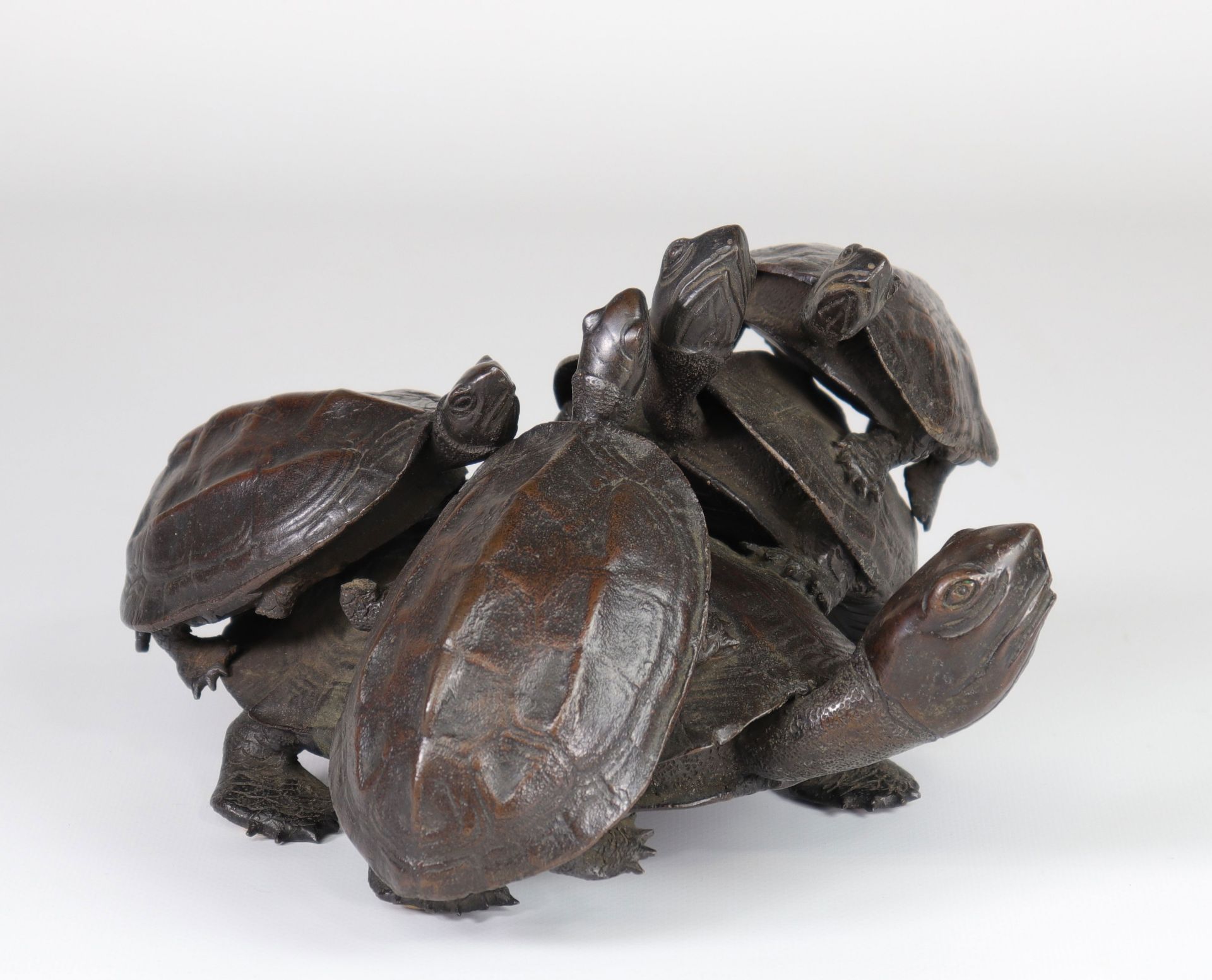 Japan group of bronze turtles 19th ex collection De Vestel Georges