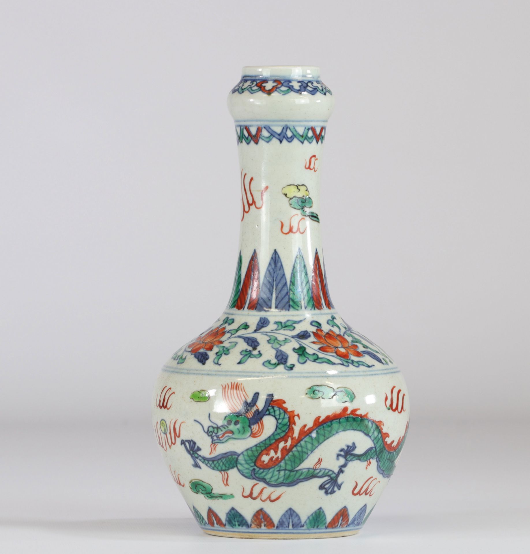 China Doucai vase with dragon and phoenix decoration Yongzheng brand Qing dynasty