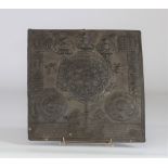 Tibet "Mandala" silver plate decorated with various symbols