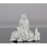 China guanyin on a white Fo dog from China Qing dynasty Kangxi period