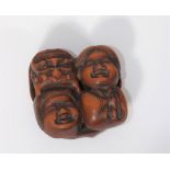 Japan wooden netsuke carved with 19th century masks