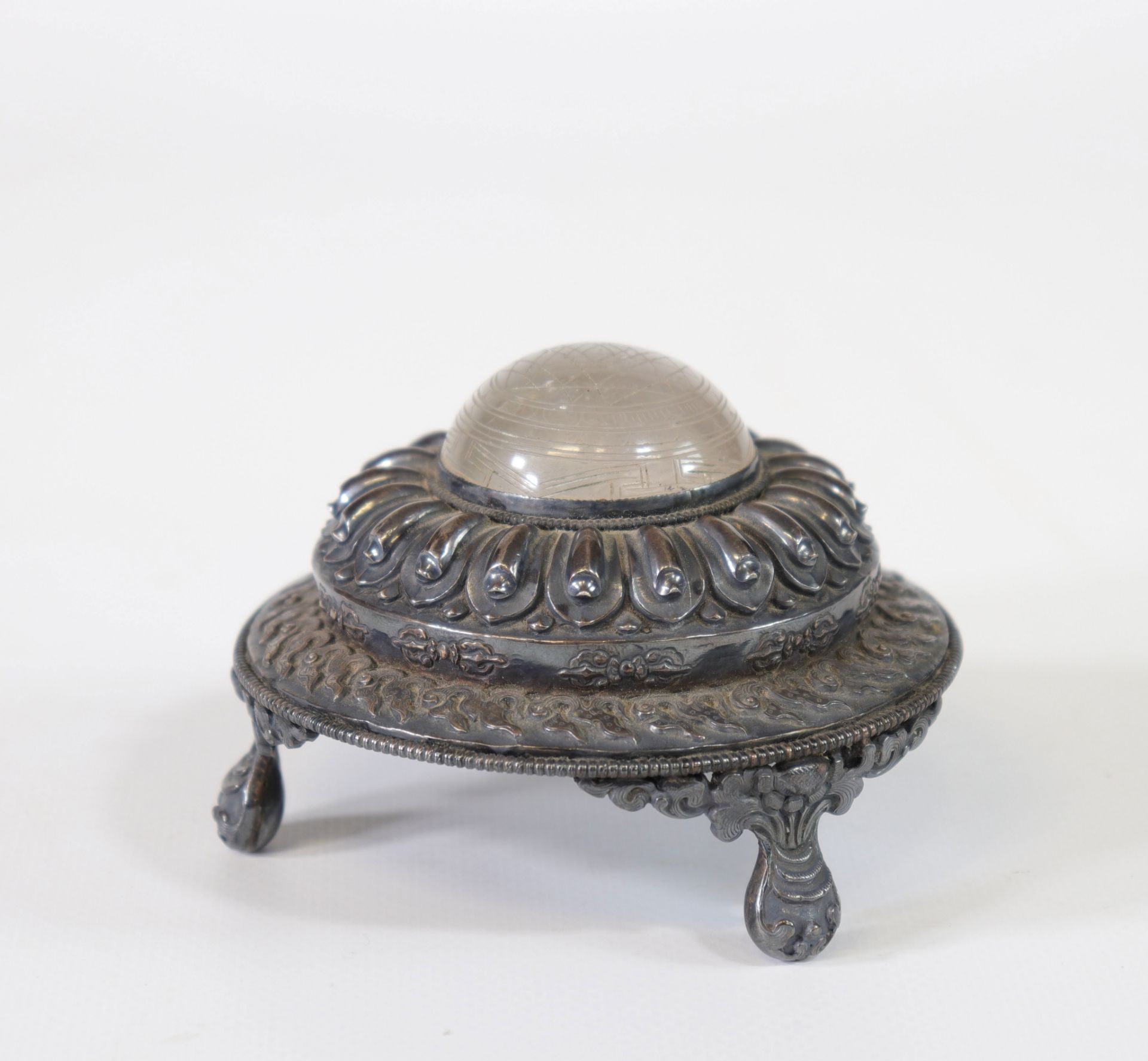 China, Silver literate object mounted on rock crystal, cut - Image 3 of 8