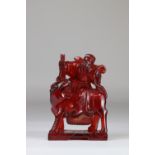 China rider carved red amber