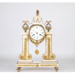 Louis XVI portico clock in white marble and bronze