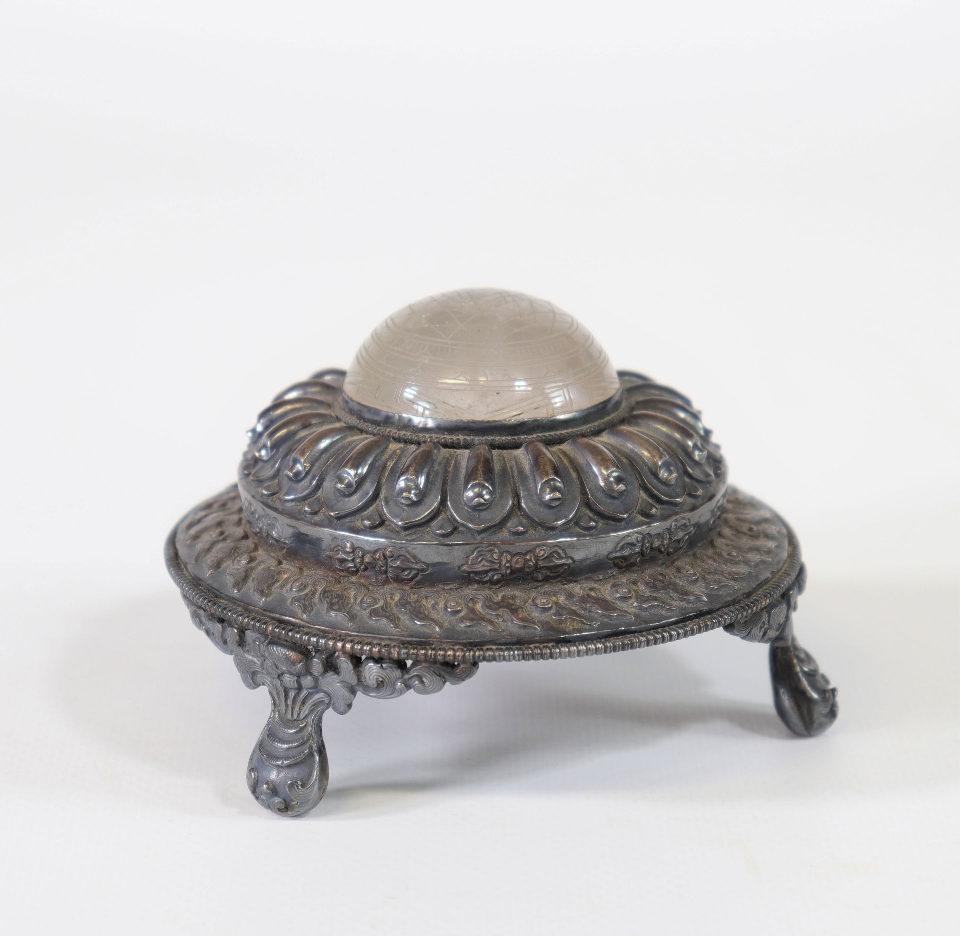 China, Silver literate object mounted on rock crystal, cut - Image 2 of 8