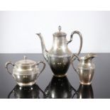 Tea / coffee service in sterling silver (950 grams) hallmarked 800 ca 1900