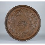 Cast and chiseled brass tray decorated with entwined human body "symbolist" signed