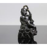 China, jade statuette carved with a character and fish 19th