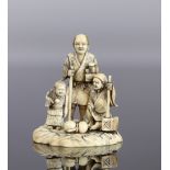 Japan Okimono carved with peasants 19th