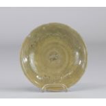 China dish in glazed earthenware with floral pattern and in the center a turtle Ming period or earli