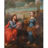 Oil on canvas 18th "Christ and Mary Magdalene"
