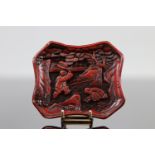 China, Cinnabar lacquer tray, vintage. Ming