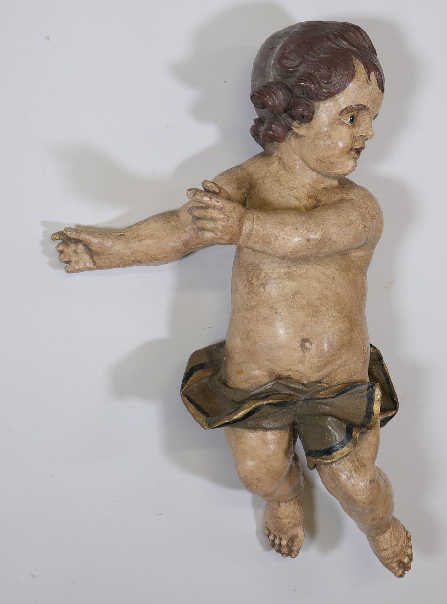 Polychrome wooden cherub - Image 3 of 3