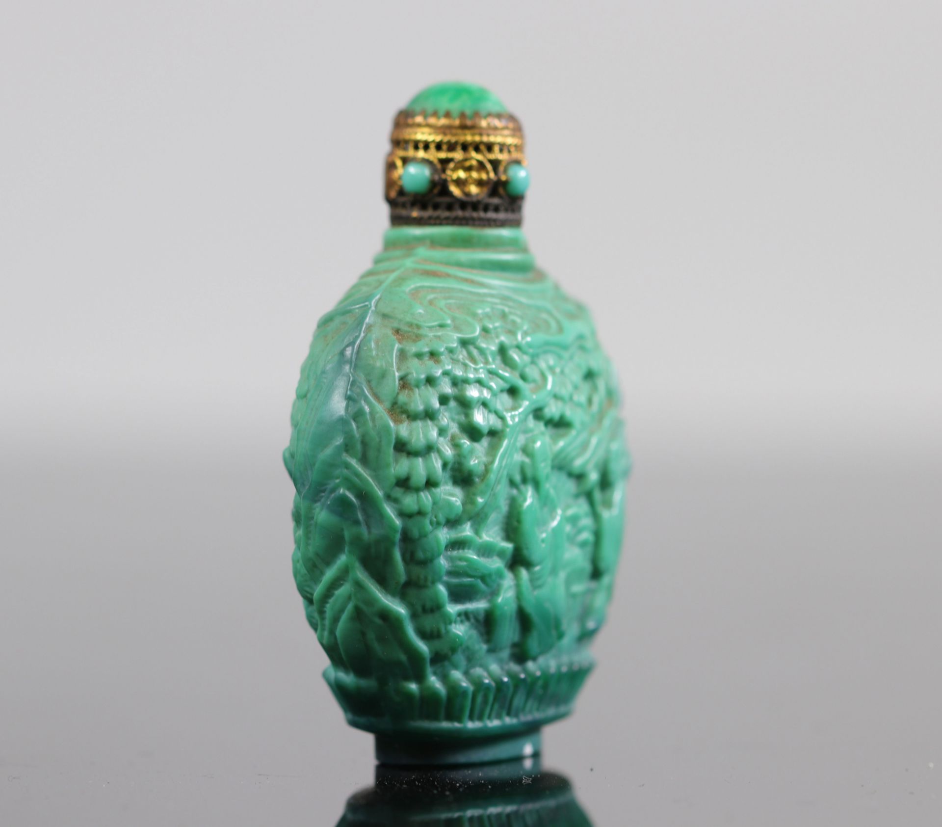 China, Peking glass snuff bottle, imitating turquoise, Qing period - Image 4 of 5