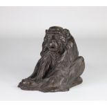 Monkey holding a fruit in bRonze circa 1900 unidentified signature