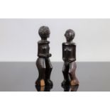 Tchokwe Angola couple of carved wooden statues early 20th century