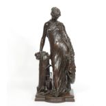 James PRADIER (1790-1852) imposing bronze "Sappho at the column" founder Victor Paillard Paris