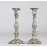 Pair of sterling silver candlesticks with Hungarian hallmarks