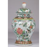 China vase covered with famille verte decorated with birds and flowers 19th