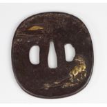 JAPAN EDO period (1603 - 1868) Iron tsuba and inlays Provenance: Gaston-Louis Vuitton Collection.