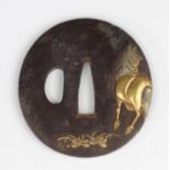 JAPAN EDO period (1603 - 1868) Iron tsuba and inlays Provenance: Gaston-Louis Vuitton Collection.