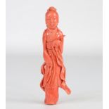 Chinese coral statuette, circa 1900