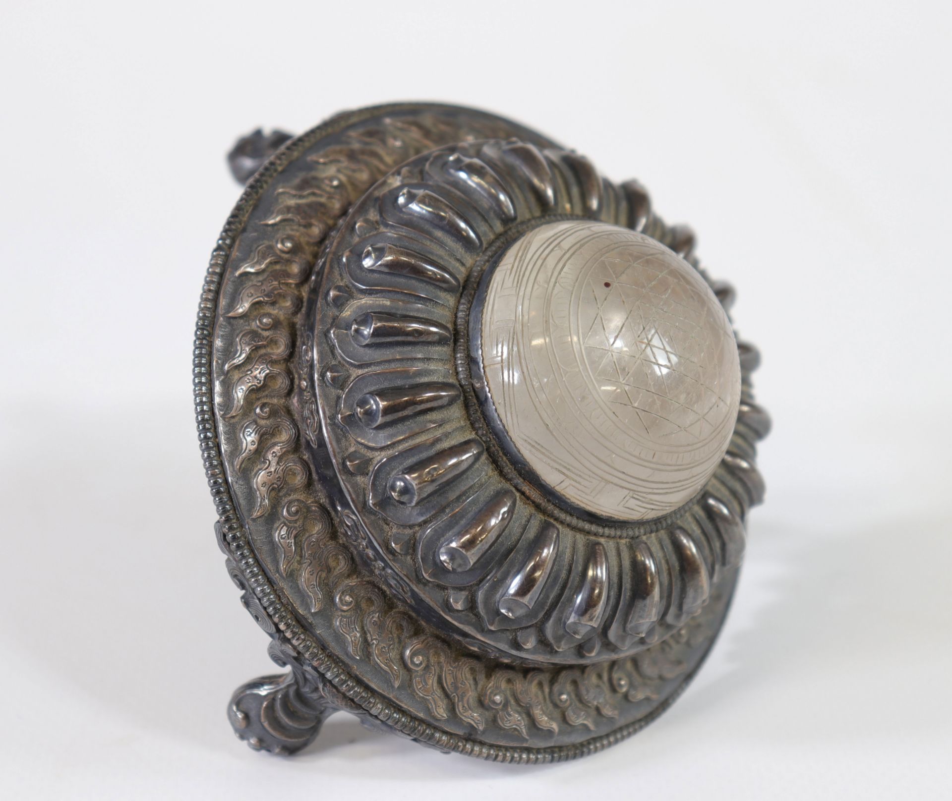 China, Silver literate object mounted on rock crystal, cut - Image 6 of 8