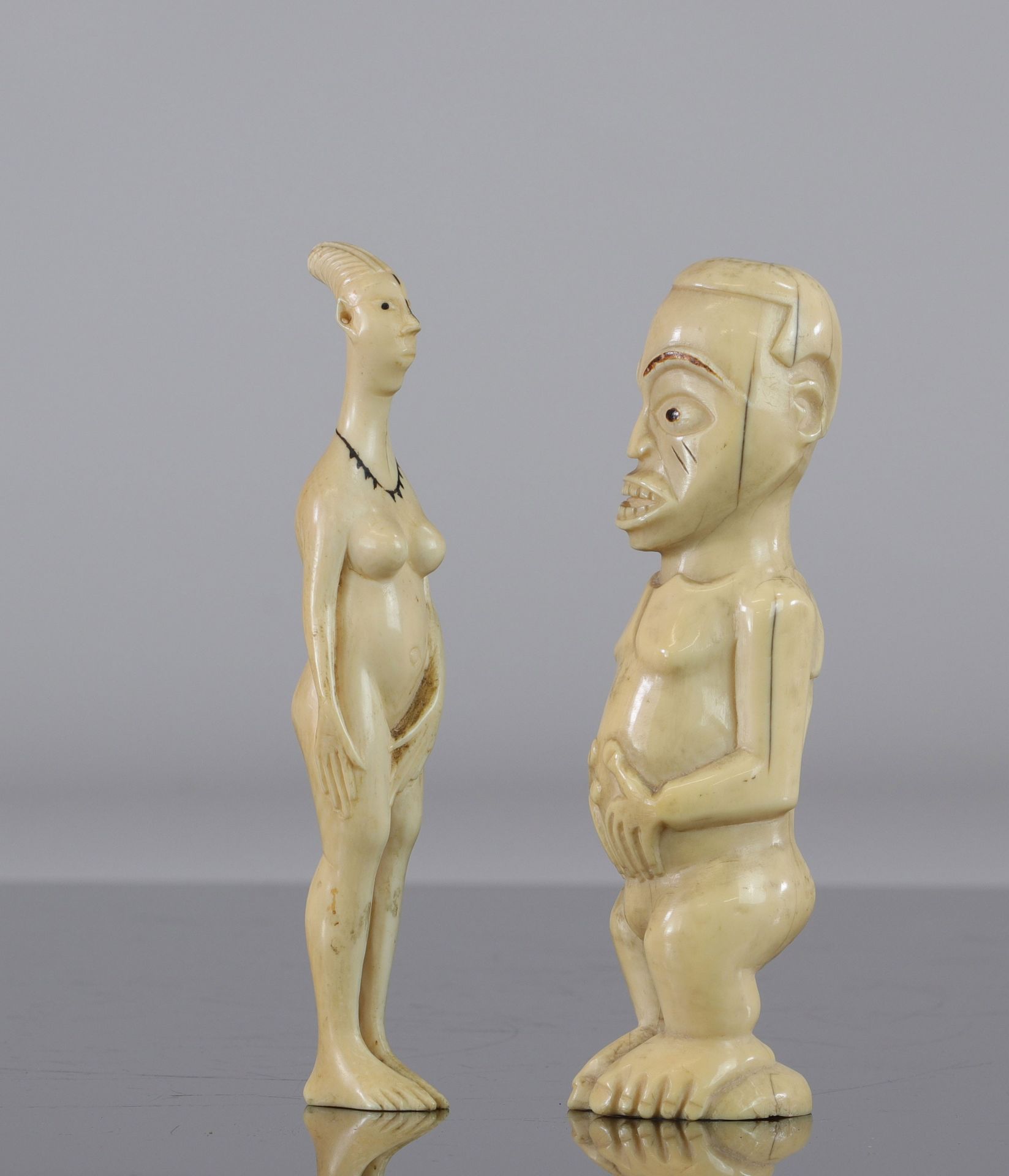 Old ivory statuettes Africa - Image 2 of 4