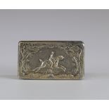 silver box finely engraved and decorated in relief with a rider