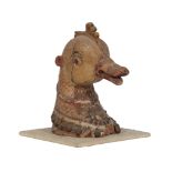 India polychrome wood sculpture "duck head" 18th