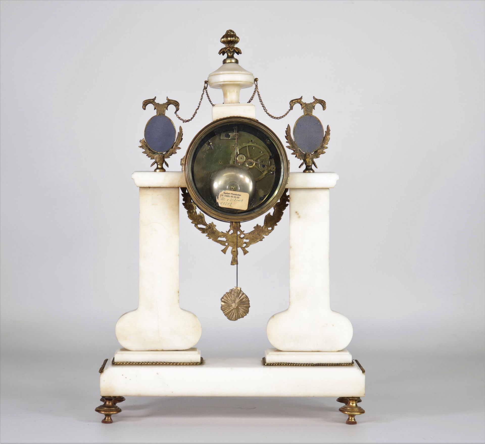 Louis XVI portico clock in white marble and bronze - Image 3 of 3
