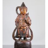 China, Wooden Guardian Statue, 19th C.