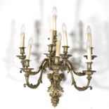 large wall light in gilded bronze with 8 branches