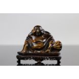 China, Tiger eye stone statuette, Buddha, 19th C.