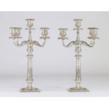 Pair of empire style candlesticks with 5 branches in solid silver