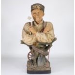 Polychrome terracotta bust signature "the gardener"