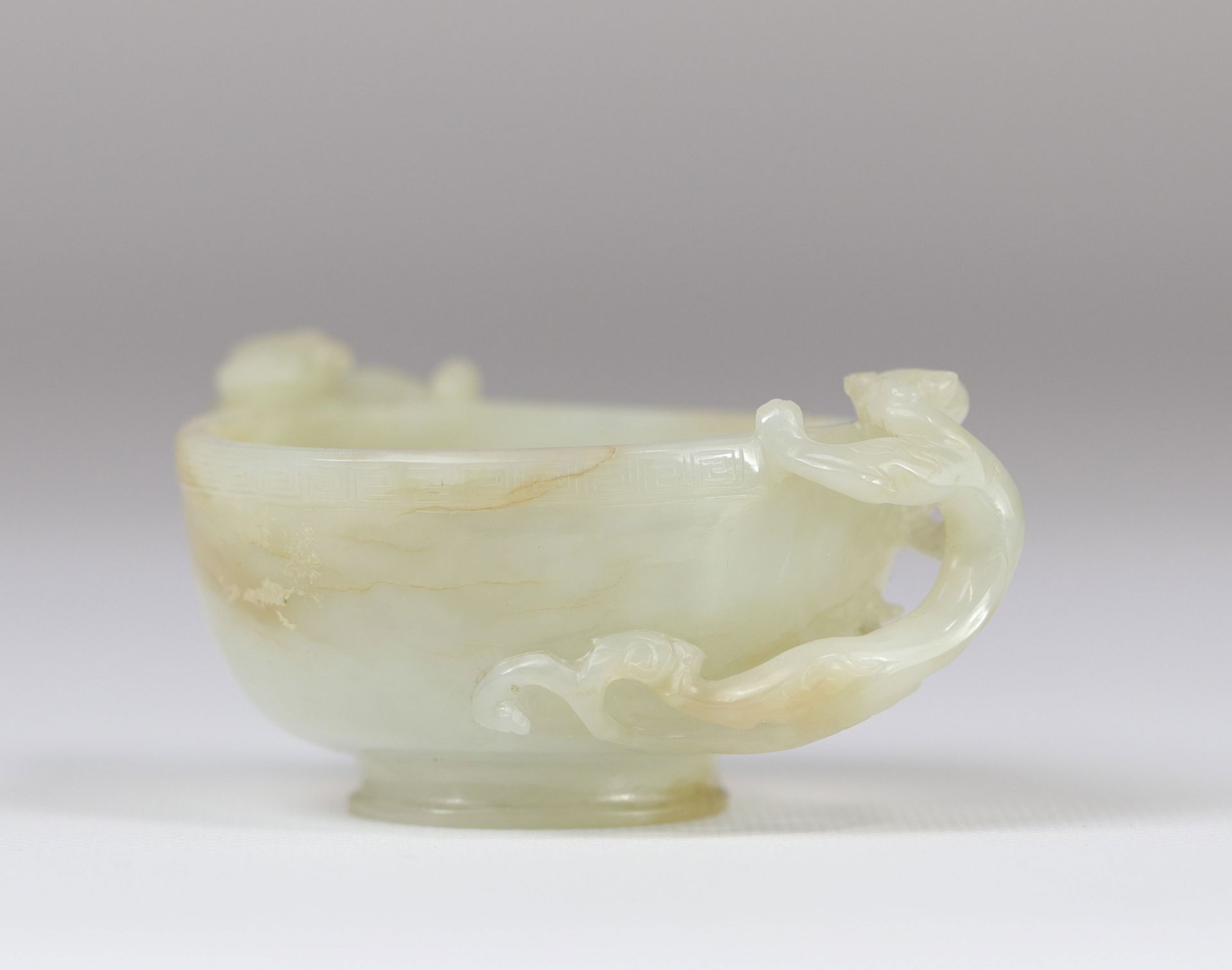 White jade water jug â€‹â€‹decorated with "Chilong", Chinese Qing dynasty brush rinses - Image 3 of 9