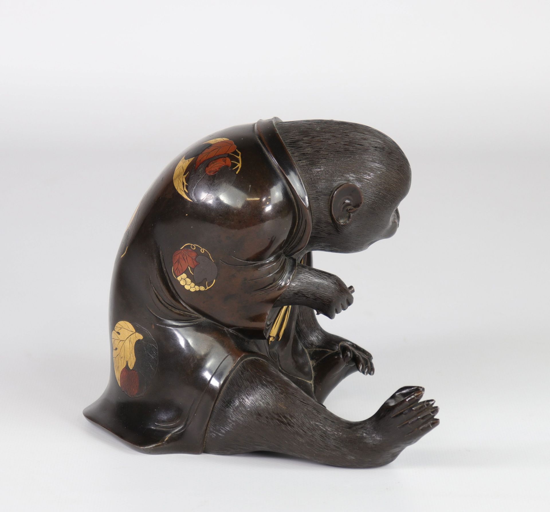 Japan Bronze with copper inlays "the monkey" 19th - Image 2 of 7