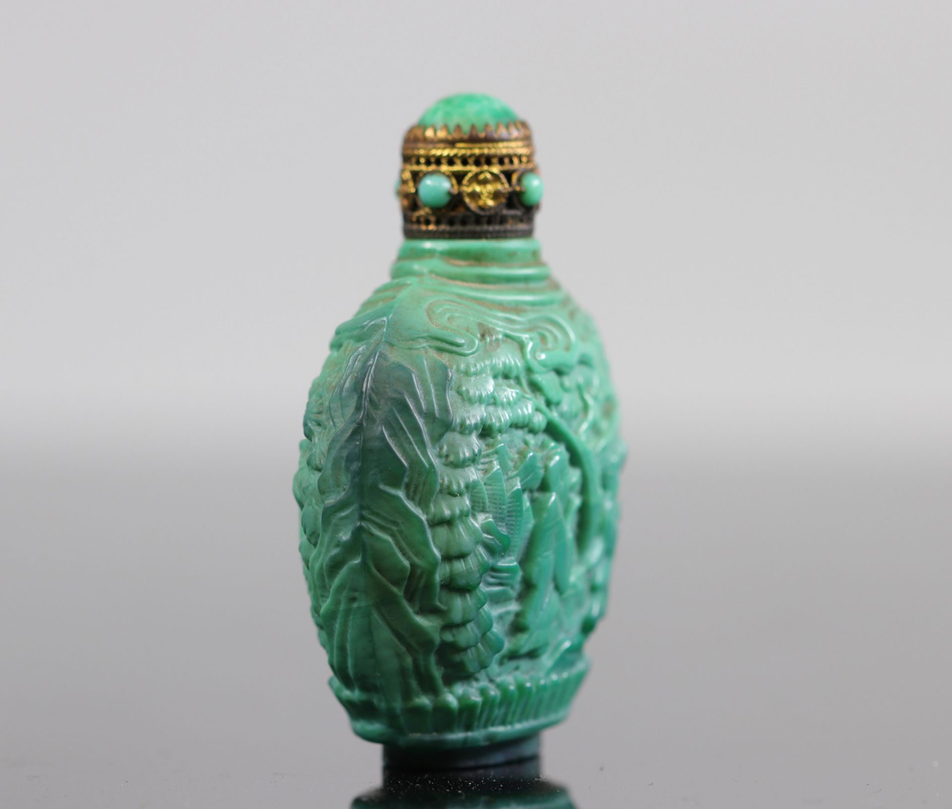 China, Peking glass snuff bottle, imitating turquoise, Qing period - Image 2 of 5