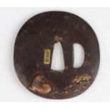 JAPAN EDO period (1603 - 1868) Iron tsuba and inlays Provenance: Gaston-Louis Vuitton Collection.