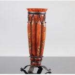 Daum et Louis Majorelle vase in glass paste inclusion of gold and wrought iron Signed