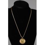 Gold medallion necklace with Napoleon III coins (26.8 grams)