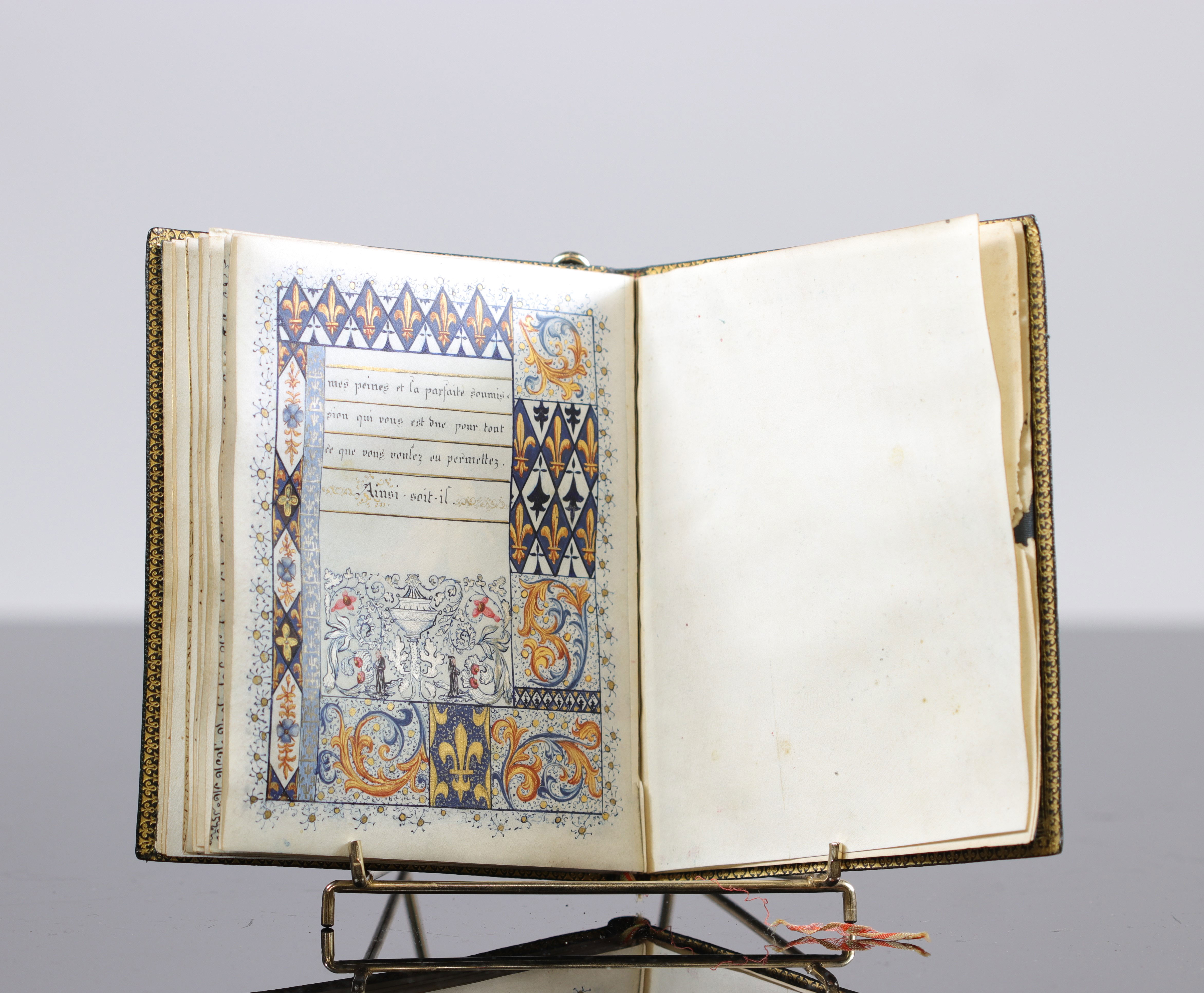 Book of hours, 20 illuminations on velum, 19th century, probably a copyist's work. - Image 10 of 11