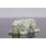 China - China seal, Qing dynasty, 18th century. Celadon nephrite square stamp surmounted by two cros