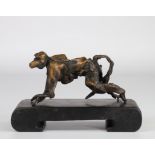 Interesting bronze subject "the walking monkey"