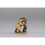 JAPAN - MEIJI period (1868 - 1912) Netsuke horse and monkey Provenance: Collection of Henry-Louis Vu