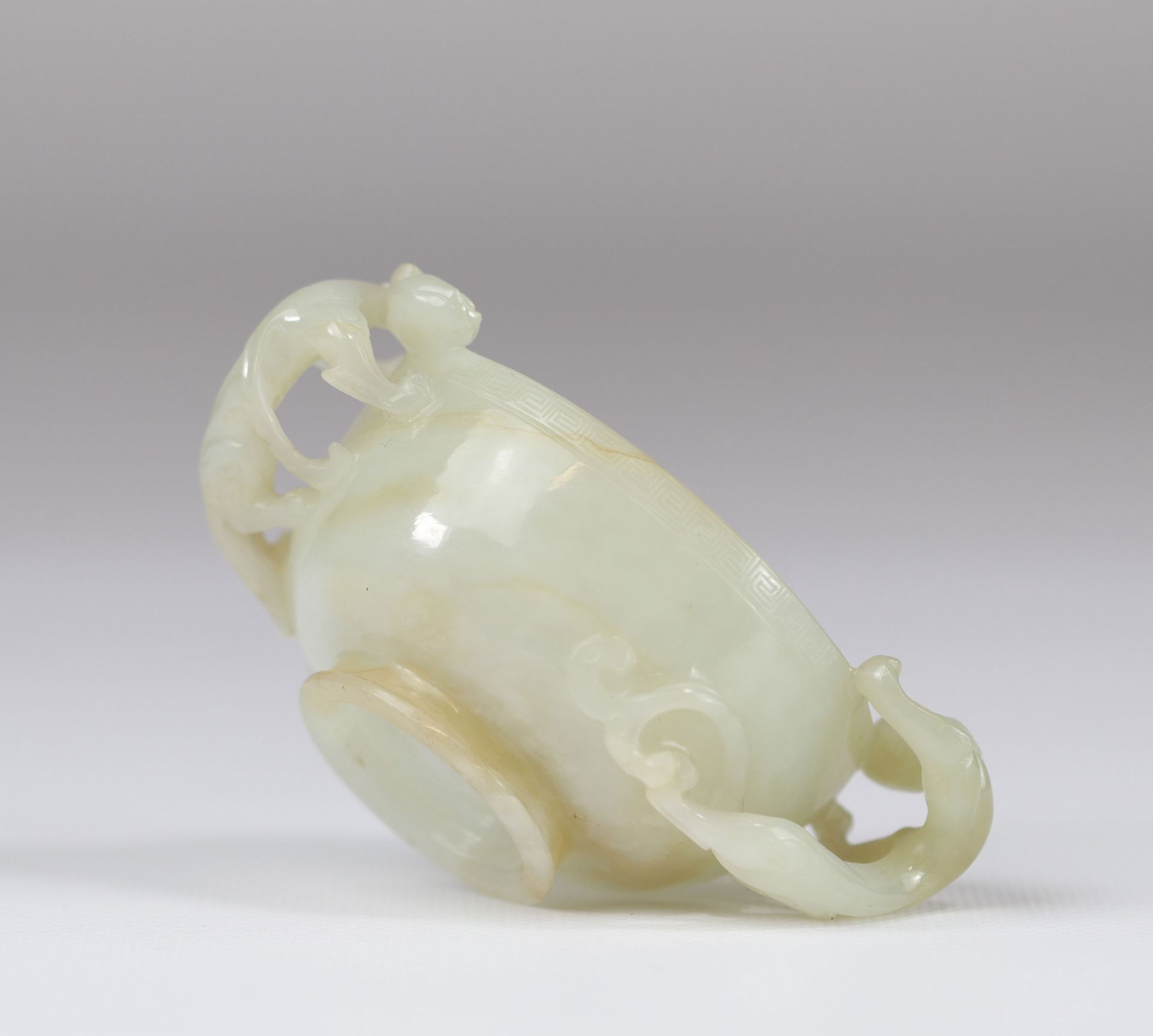 White jade water jug â€‹â€‹decorated with "Chilong", Chinese Qing dynasty brush rinses - Image 5 of 9