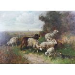 Henry SCHOUTEN (1857 / 64-1927) very large oil on canvas "the sheep close up