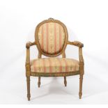 Louis XVI period armchair in carved wood 18th