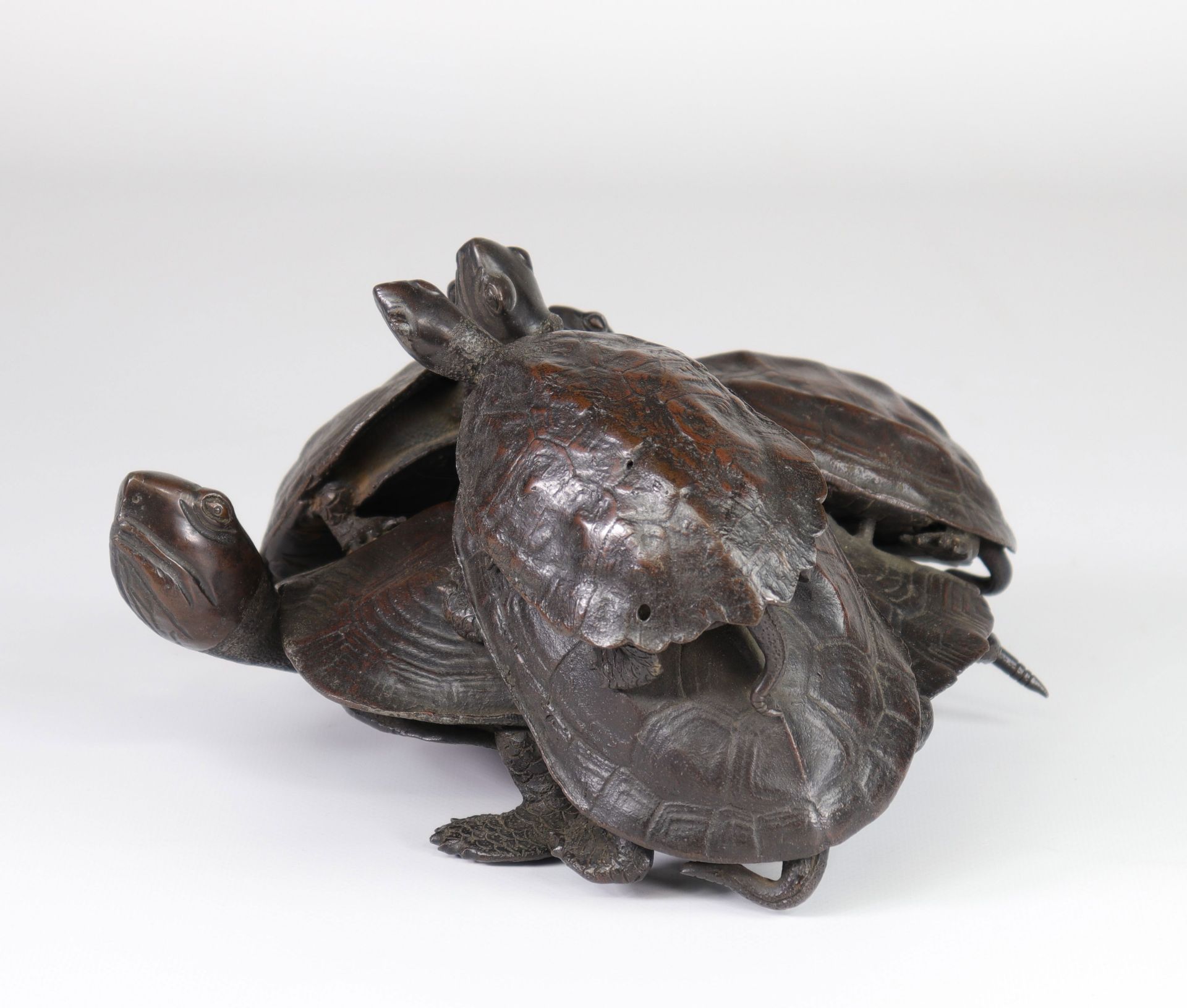 Japan group of bronze turtles 19th ex collection De Vestel Georges - Image 2 of 5